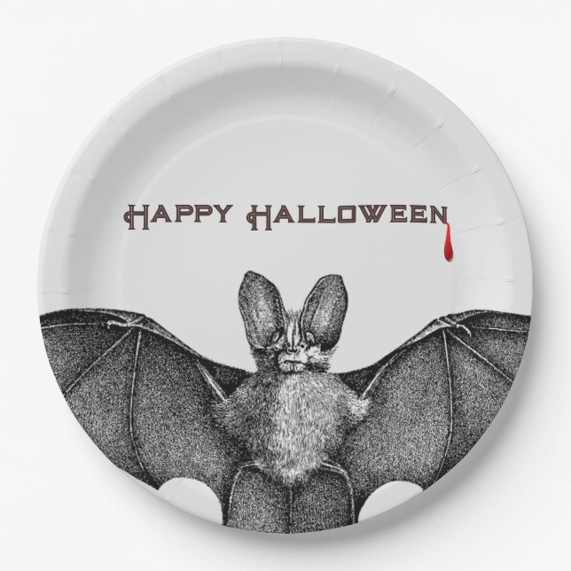 Vampire Bat Halloween  Paper Plates (Front)