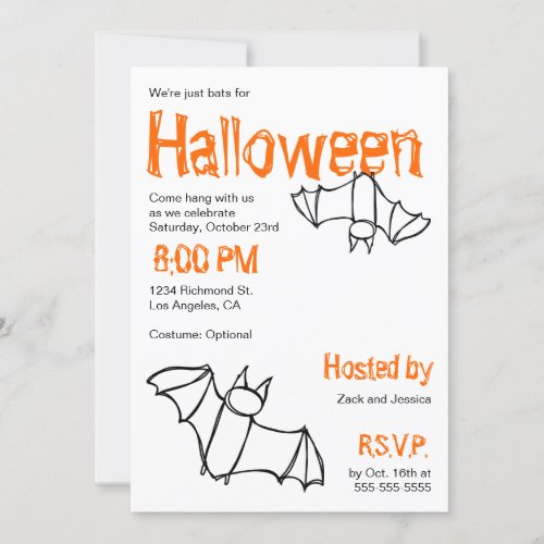 Vampire Bat Halloween Party Invitation