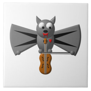 Vampire Bat Playing the Violin Ceramic Tile