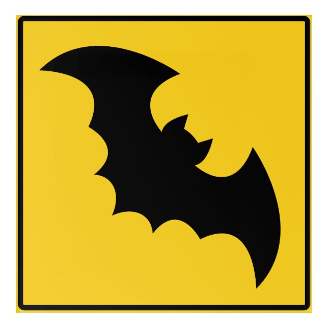 Vampire Bat Warning Halloween Acrylic Print (Front)