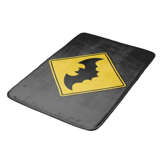 Vampire Bat Warning Halloween Bath Mat (Angled)