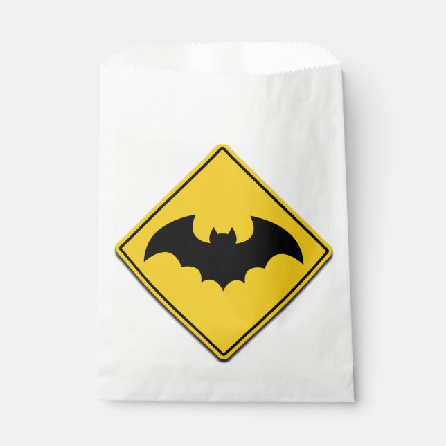Vampire Bat Warning Halloween Favor Bag (Front)