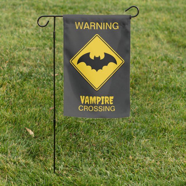 Vampire Bat Warning Halloween Garden Flag (In SItu)