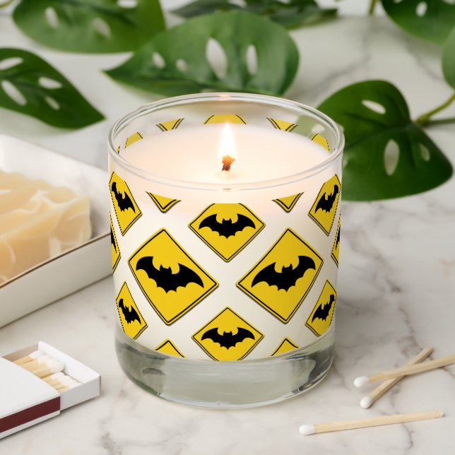 Vampire Bat Warning Halloween Scented Candle (Lit)