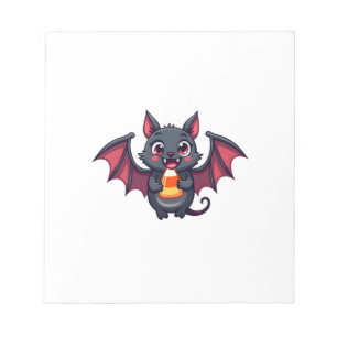 Vampire Bat with Candy � Cute Halloween T-Shirt Notepad