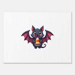 Vampire Bat with Candy � Cute Halloween T-Shirt Sign