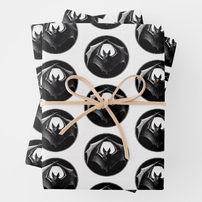Vampire Bat Wrapping Paper Flat Sheet Set of 3 (In situ)