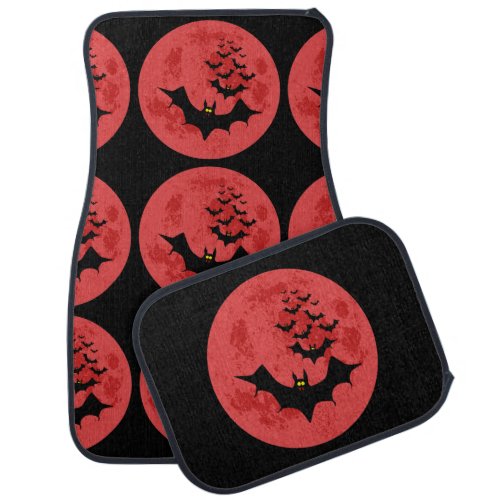 Vampire Bats Against The Red Moon Car Floor Mat