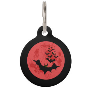 Vampire Bats Against The Red Moon Pet ID Tag