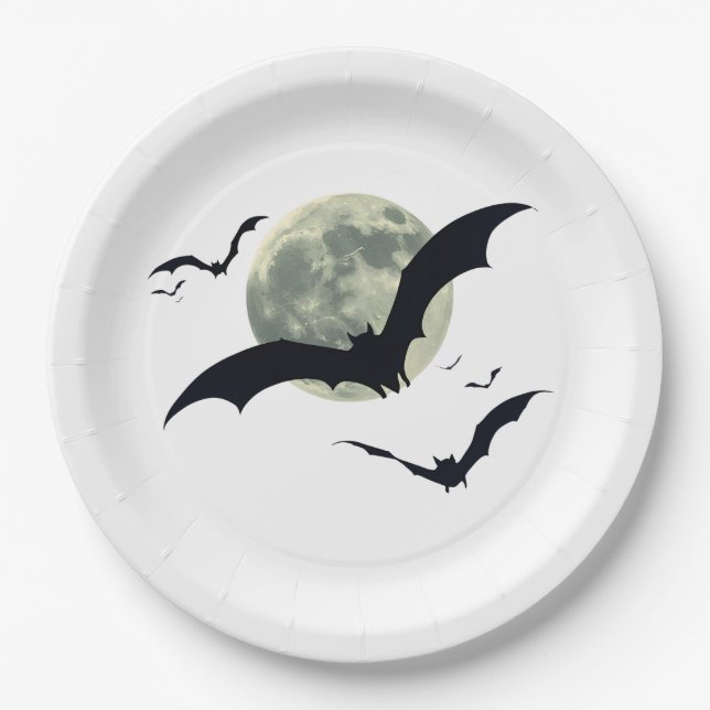 Vampire Bats Halloween Paper Plates (Front)