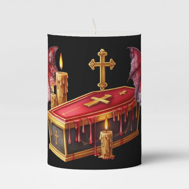 Vampire Bats Pillar Candle (Front)