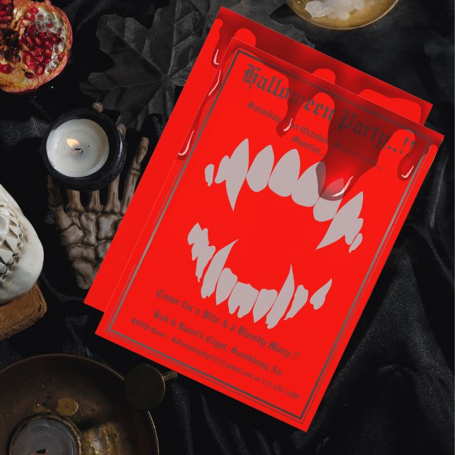 Vampire Bite Halloween Party Invitation (Vampire Bite Halloween Party Invite)