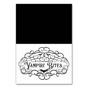 Vampire Bites Vintage Halloween Food Tent Table Number