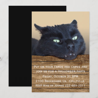 Vampire Black Cat Halloween Party Invitation