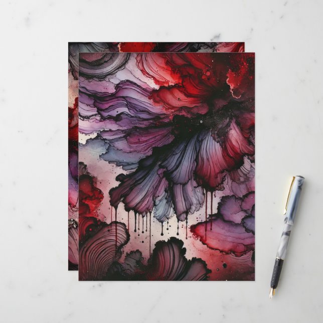 Vampire Blood Halloween Alcohol Ink Scrapbook (Front/Back In Situ)