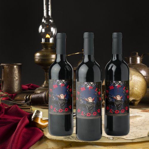 Vampire Blood Halloween Wine Label