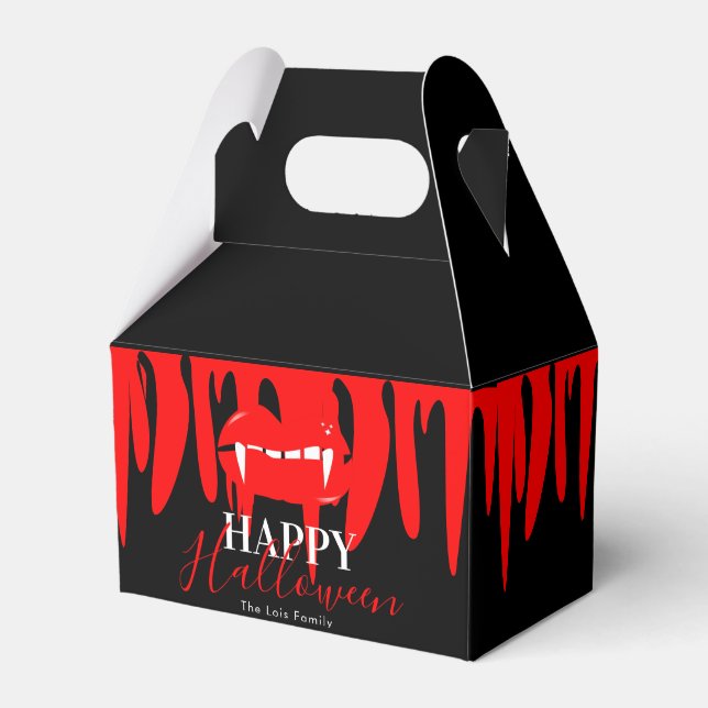 Vampire Blood Lips Halloween Birthday Party     Favor Boxes (Front Side)