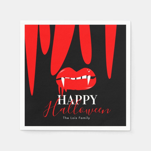 Vampire Blood Lips Halloween Birthday Party  Napkins (Front)