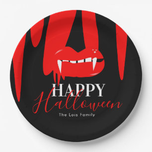 Vampire Blood Lips Halloween Birthday Party Paper Plates