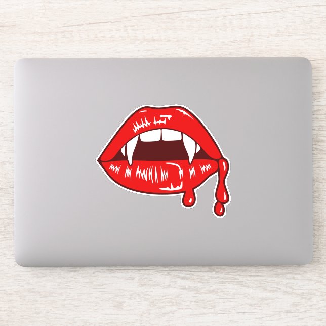 Vampire Blood Lips Red Monster Fangs Sticker (Computer)