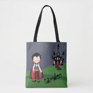 Vampire Boy Halloween Kid's Personalized Tote Bag