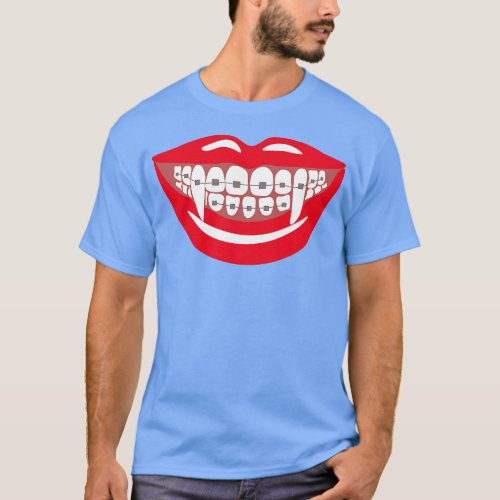 Vampire Braces Teeth Orthodontist Dentist Funny Ha T_Shirt