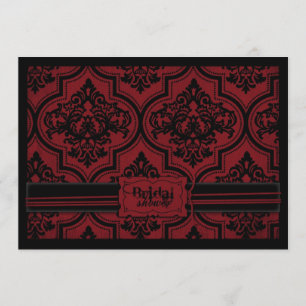 Vampire Bride Goth Red Damask Bridal Shower Invitation