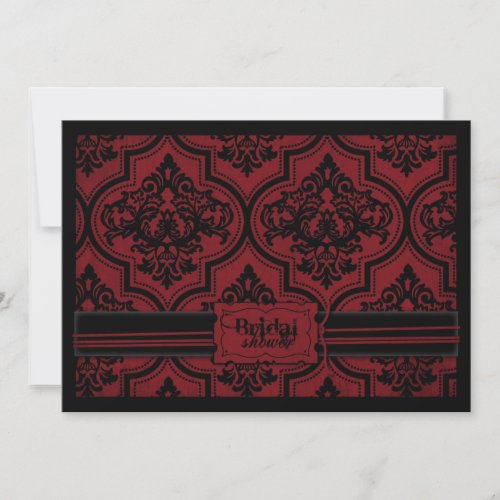 Vampire Bride Goth Red Damask Bridal Shower Invitation