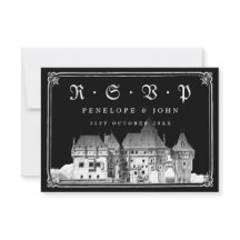 Vampire Castle Border Black White Gothic Wedding