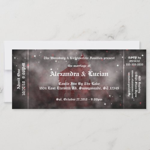 Vampire Castle Gothic Wedding Ticket Invitations