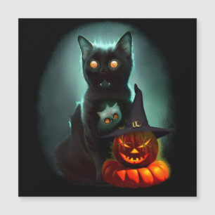 Vampire Cat and Wizard Pumpkin Halloween Surreal  