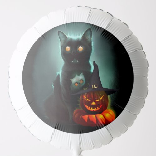 Vampire Cat and Wizard Pumpkin Halloween Surreal  Balloon