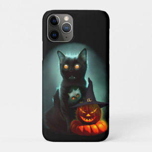 Vampire Cat and Wizard Pumpkin Halloween Surreal iPhone 11 Pro Case