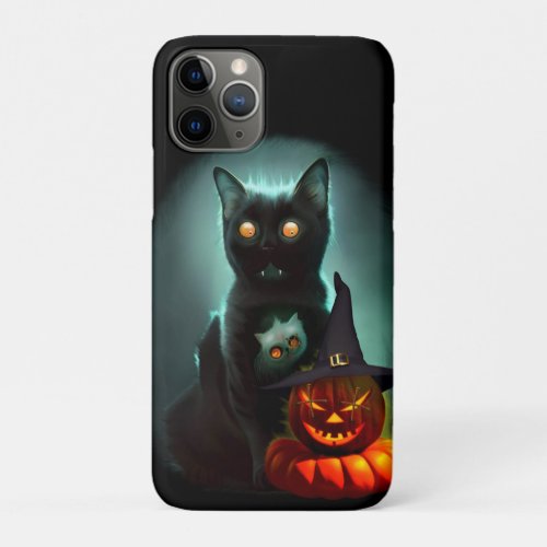 Vampire Cat and Wizard Pumpkin Halloween Surreal  iPhone 11 Pro Case