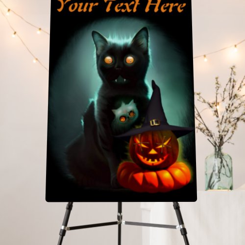 Vampire Cat and Wizard Pumpkin Halloween Surreal  Foam Board