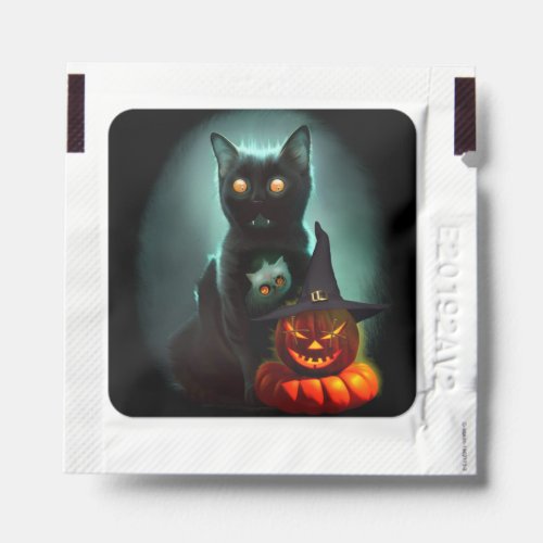 Vampire Cat and Wizard Pumpkin Halloween Surreal  Hand Sanitizer Packet