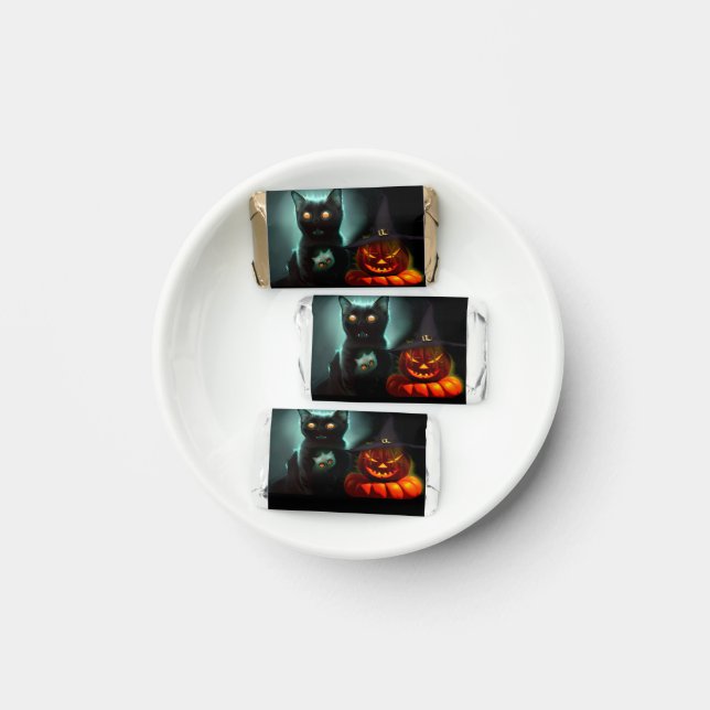 Vampire Cat and Wizard Pumpkin Halloween Surreal  Hershey's Miniatures (Plate)