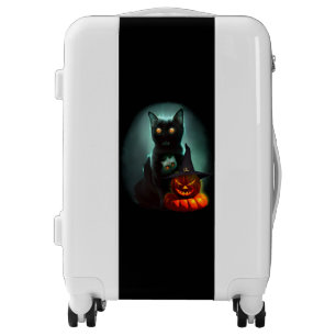Vampire Cat and Wizard Pumpkin Halloween Surreal  Luggage