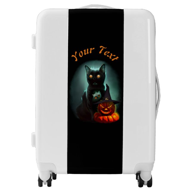 Vampire Cat and Wizard Pumpkin Halloween Surreal  Luggage (Front)