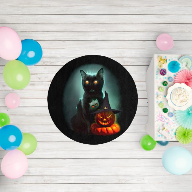 Vampire Cat and Wizard Pumpkin Halloween Surreal  Outdoor Rug (Insitu (Birthday))