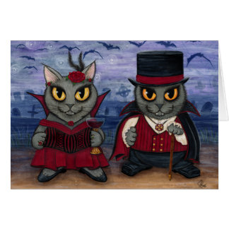 Vampire Cat Couple Gothic Cemetery Fantasy Art Car Cards