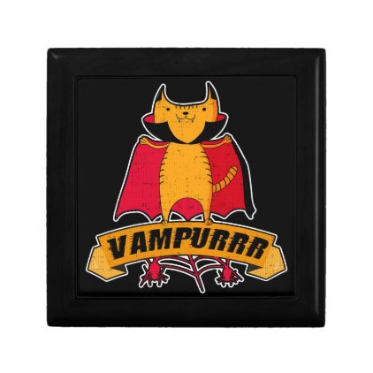 Vampire Cat Cute Cartoon Pun - Vampurrr Halloween Gift Box