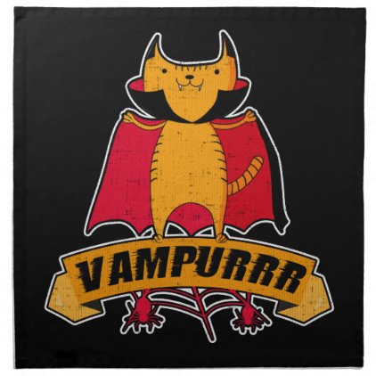 Vampire Cat Cute Cartoon Pun - Vampurrr Halloween Napkin