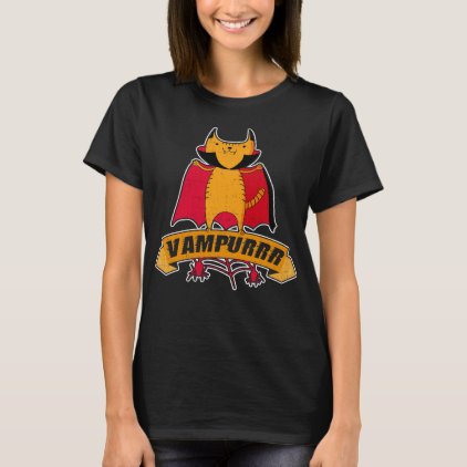 Vampire Cat Cute Cartoon Pun - Vampurrr Halloween T-Shirt