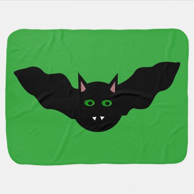 Vampire Cat Faced Bat Halloween Baby Blanket (Horizontal)