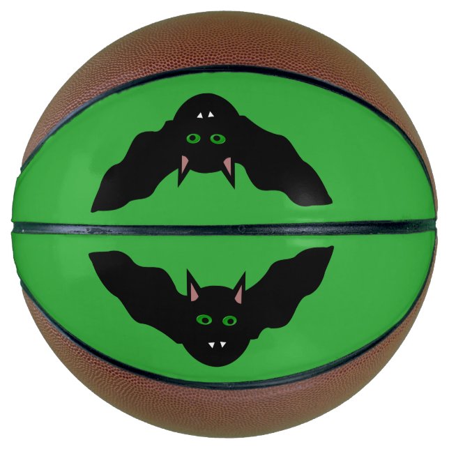Vampire Cat Faced Bat Halloween Basketballs (Front)