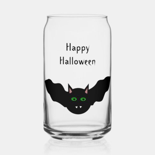 Vampire Cat Faced Bat Halloween Custom Can Glass