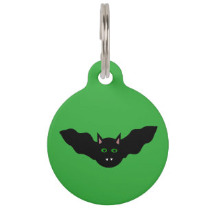 Vampire Cat Faced Bat Halloween Custom Dog Tag