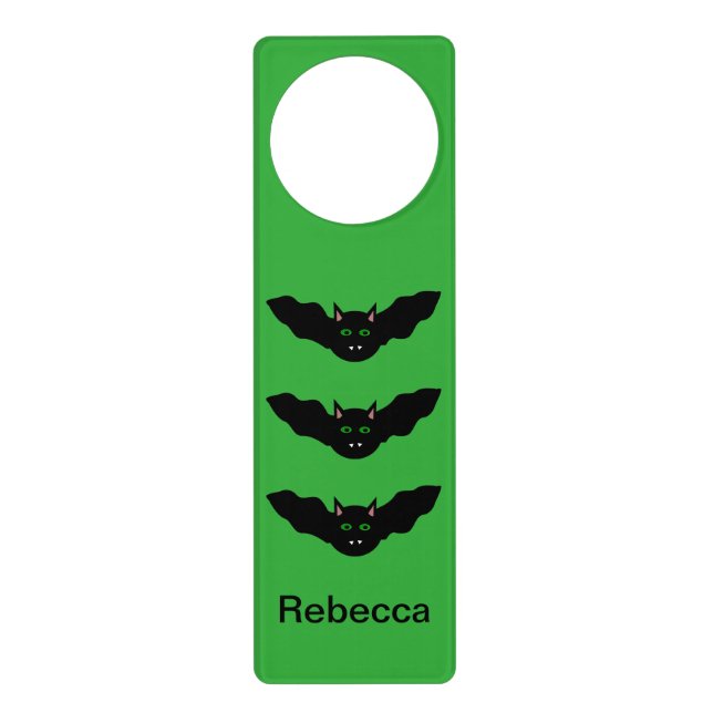 Vampire Cat Faced Bat Halloween Custom Door Hanger (Front)