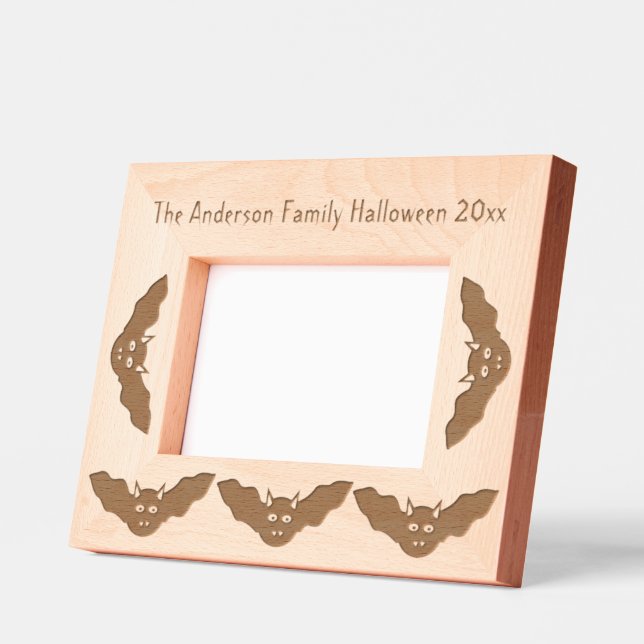 Vampire Cat Faced Bat Halloween Custom Engraved Frames (Left)